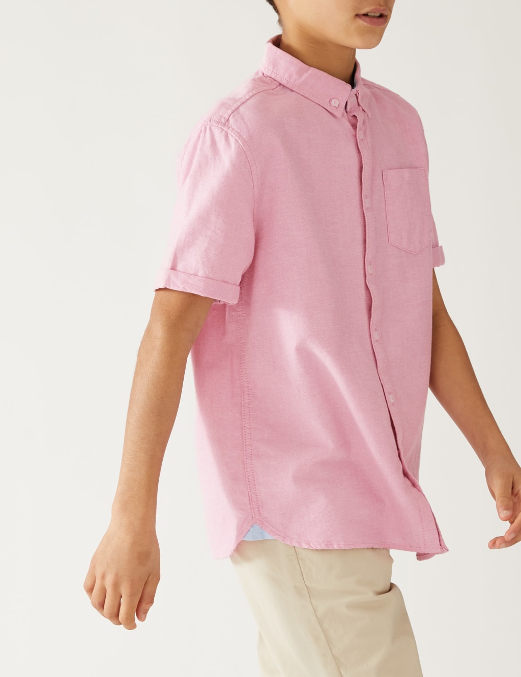 Pure Cotton Plain Shirt (6-16 Yrs) image 2
