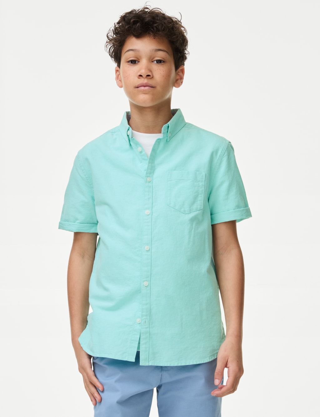 Pure Cotton Plain Shirt (6-16 Yrs) image 3