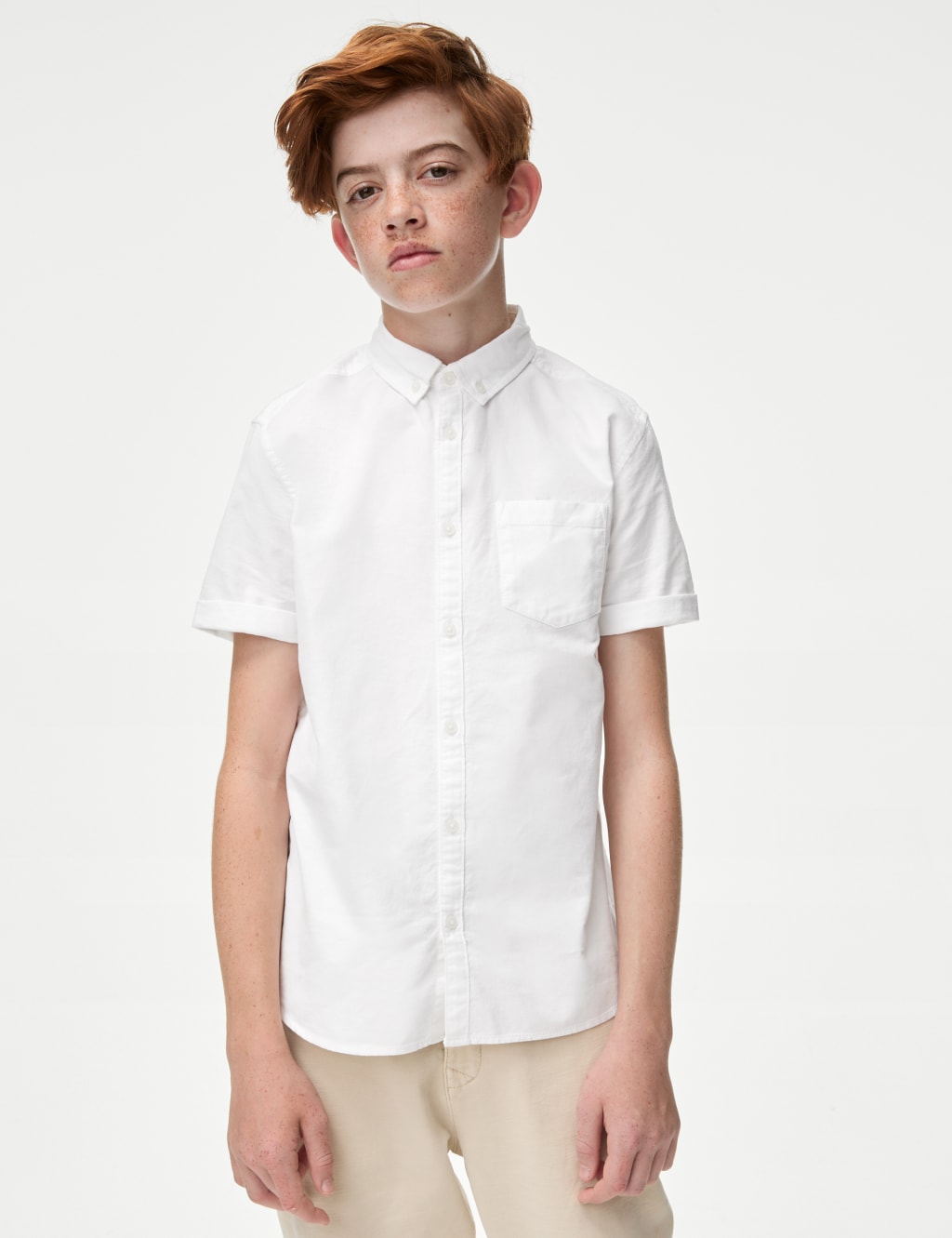 Pure Cotton Plain Shirt (6-16 Yrs) image 2