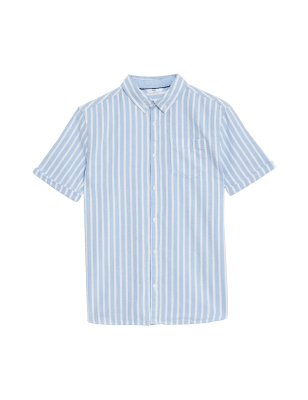 

M&S Collection Gestreiftes T-Shirt aus reiner Baumwolle (6-16 J.) - Blue Mix, Blue Mix