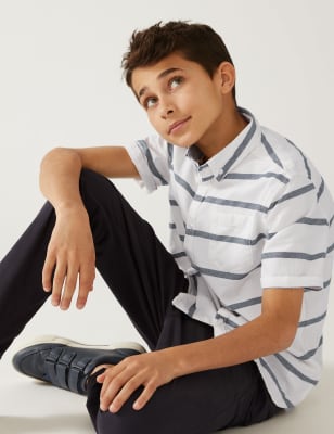 

Boys M&S Collection Pure Cotton Striped Shirt (6-16 Yrs) - White Mix, White Mix