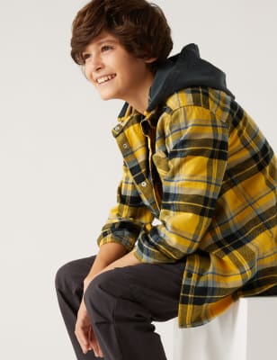 

M&S Collection Conjunto de 2 piezas de camiseta y camisa de cuadros 100% algodón (6-16 años) - Dark Gold, Dark Gold