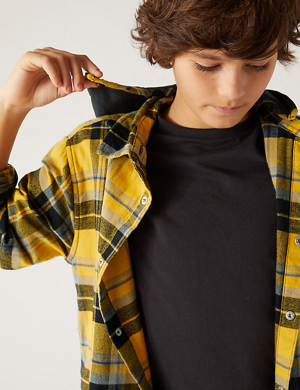 2pc Pure Cotton Checked Shirt and T-Shirt (6-16 Yrs) - CL