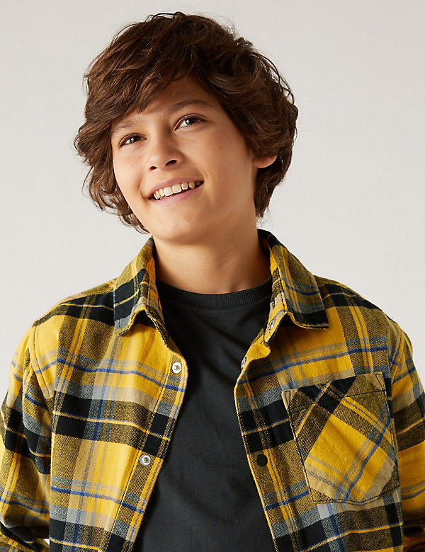 2pc Pure Cotton Checked Shirt and T-Shirt (6-16 Yrs) - CL