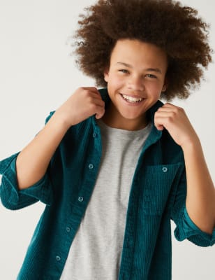 

Boys M&S Collection Pure Cotton Cord Shirt (6-16 Yrs) - Petrol Green, Petrol Green