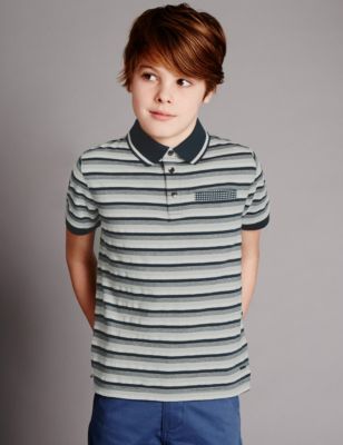 Pure Cotton Striped Polo Shirt (5-14 Years) - JE