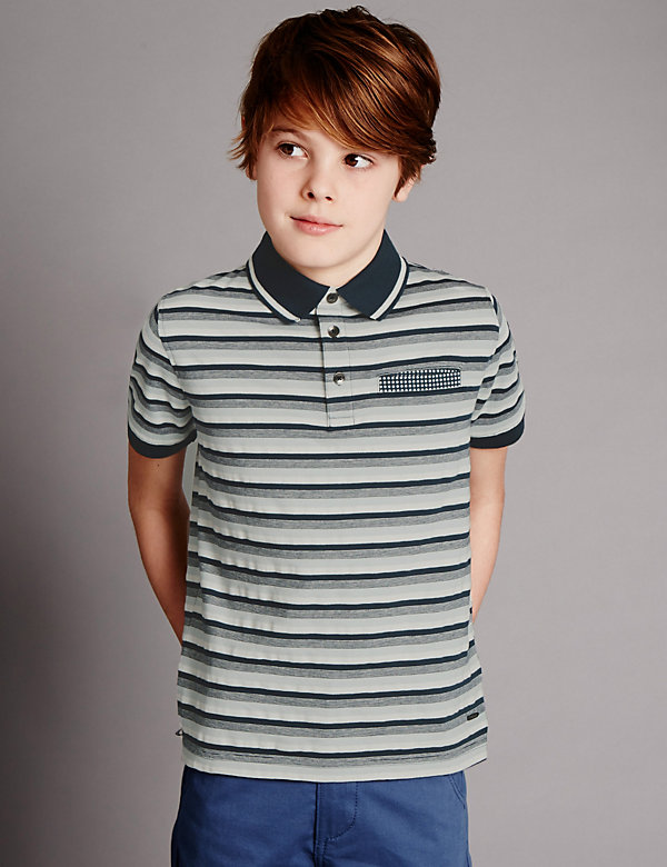 Pure Cotton Striped Polo Shirt (5-14 Years) - US