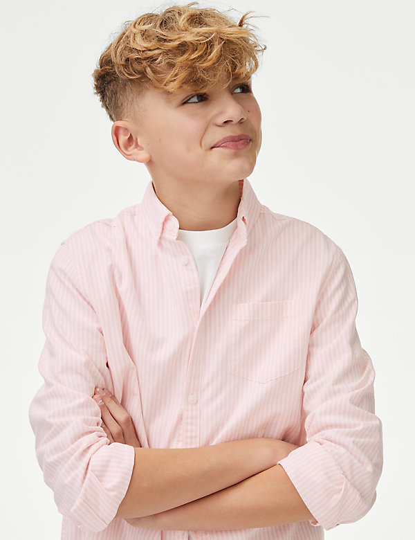 纯棉条纹牛津布衬衫（6-16 岁） - SG
