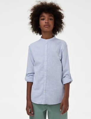 

Boys Cotton Rich Textured Shirt (6-16 Years) - Blue, Blue