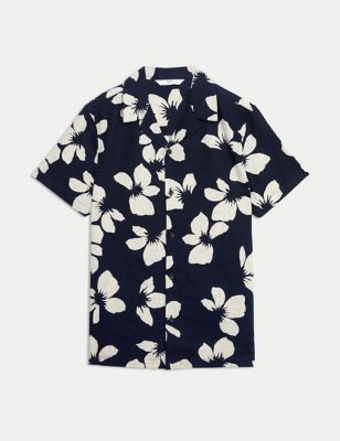 

Boys M&S Collection Linen Rich Floral Mini Me Shirt (6-16 Yrs) - Navy Mix, Navy Mix