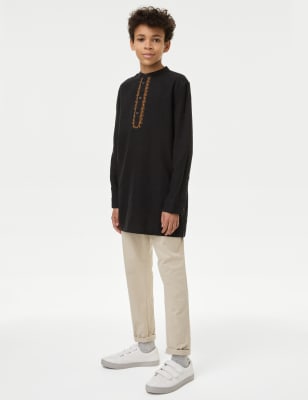 

M&S Collection Eid-Kurta-Hemd mit hohem Leinenanteil, und Stickerei (2-16 Jahre) - Black, Black