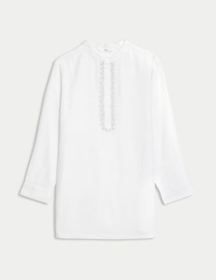 

Boys M&S Collection Linen Rich Embroidered Kurta (2-16 Yrs) - White, White