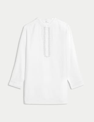 

Boys M&S Collection Linen Rich Embroidered Kurta (2-16 Yrs) - White, White