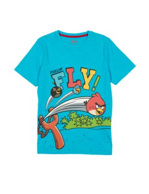 Pure Cotton Angry Birds™ T-Shirt (5-14 Years) | M&S