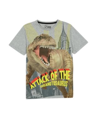 Pure Cotton Natural History Museum Attack of the Dinosaur T-Shirt (5-14 ...