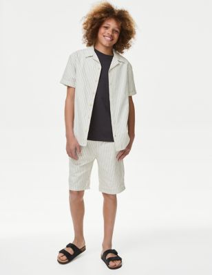 Pure Cotton Striped Shorts (6-16 Yrs) - AT