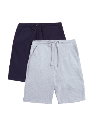 

M&S Collection 2er-Pack einfarbige Shorts mit hohem Baumwollanteil (6-16 J.) - Multi, Multi