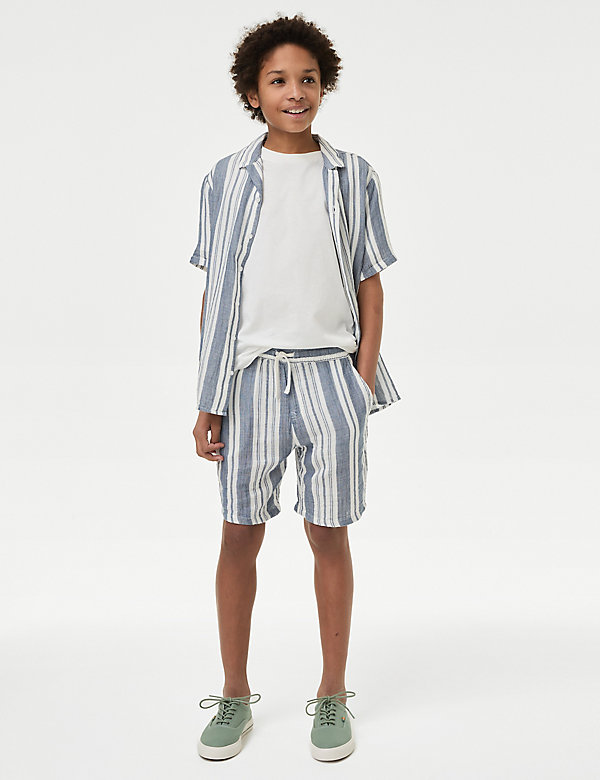 Pure Cotton Striped Shorts (6-16 Yrs) - KR