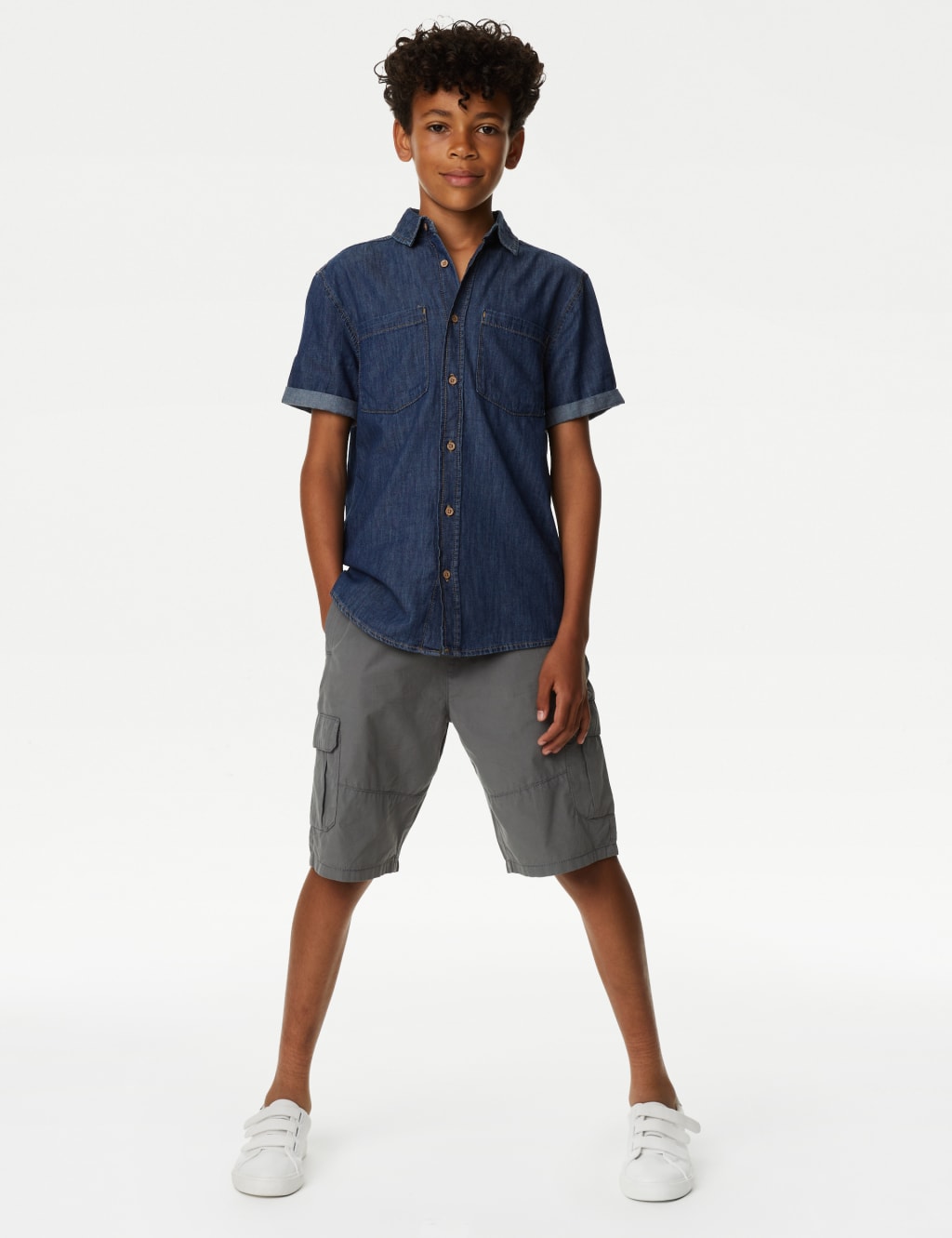 Pure Cotton Cargo Shorts (6-16 Yrs) image 1