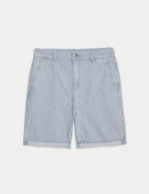 Pure Cotton Denim Striped Shorts (6-16 Yrs)