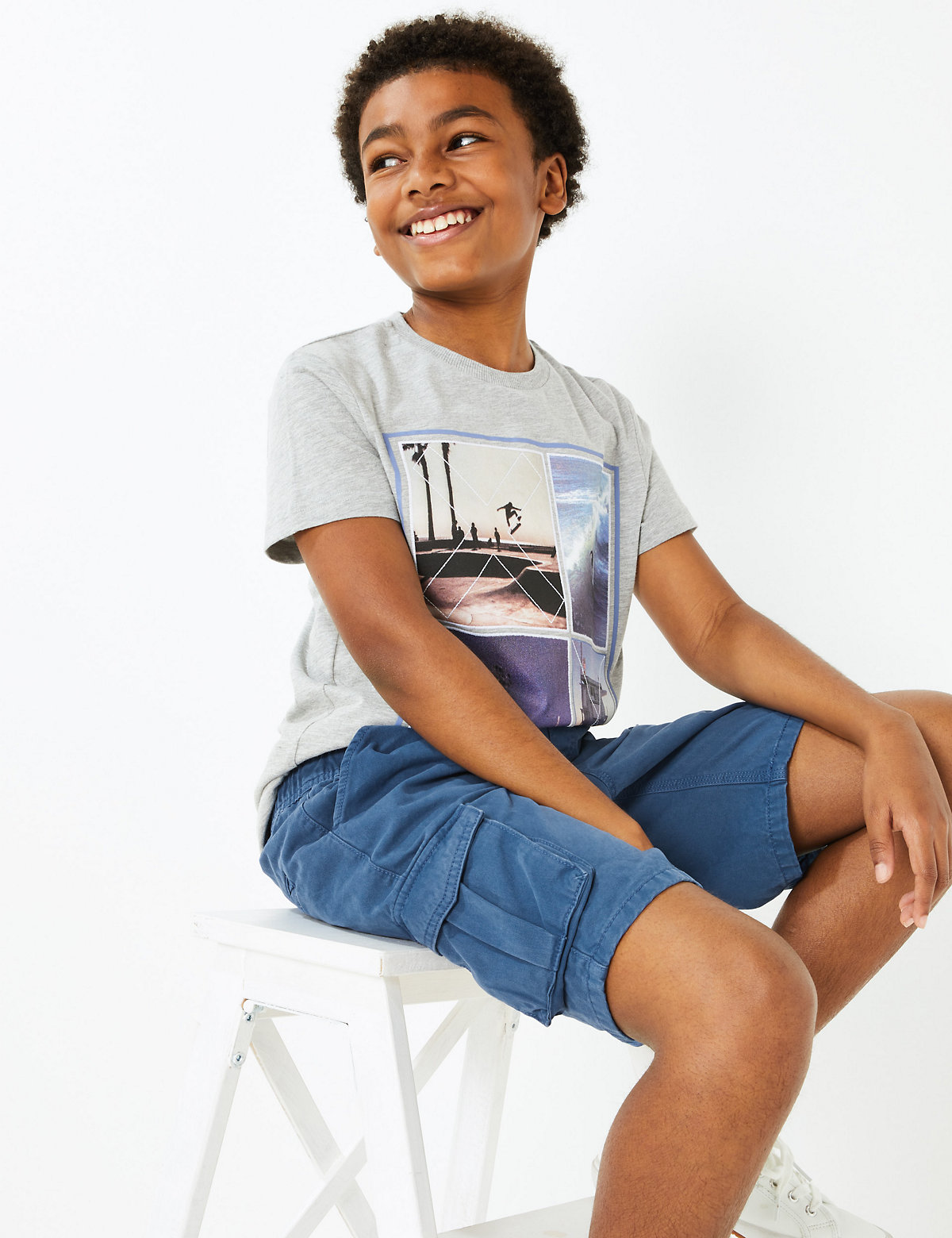 Pure Cotton Utility Buckle Shorts (6-16 Yrs)