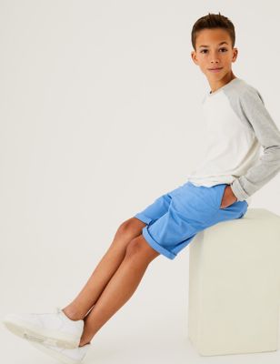 Boys M&S Collection Cotton Rich Chino Shorts (6-16 Yrs) - Azure Blue, Azure Blue