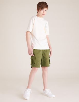 Short cargo en coton avec boucle (du 6 au 16 ans) - Dark Green