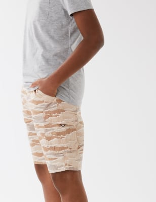 

M&S Collection Pantalón corto cargo de camuflaje 100% algodón (6-16 años) - Beige Mix, Beige Mix