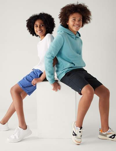 2pk Pure Cotton Shorts (6-16 Yrs)
