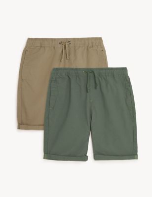 2pk Pure Cotton Shorts (6-16 Yrs)
