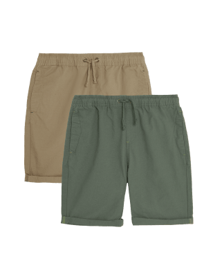 

Boys M&S Collection 2pk Pure Cotton Shorts (6-16 Yrs) - Khaki Mix, Khaki Mix