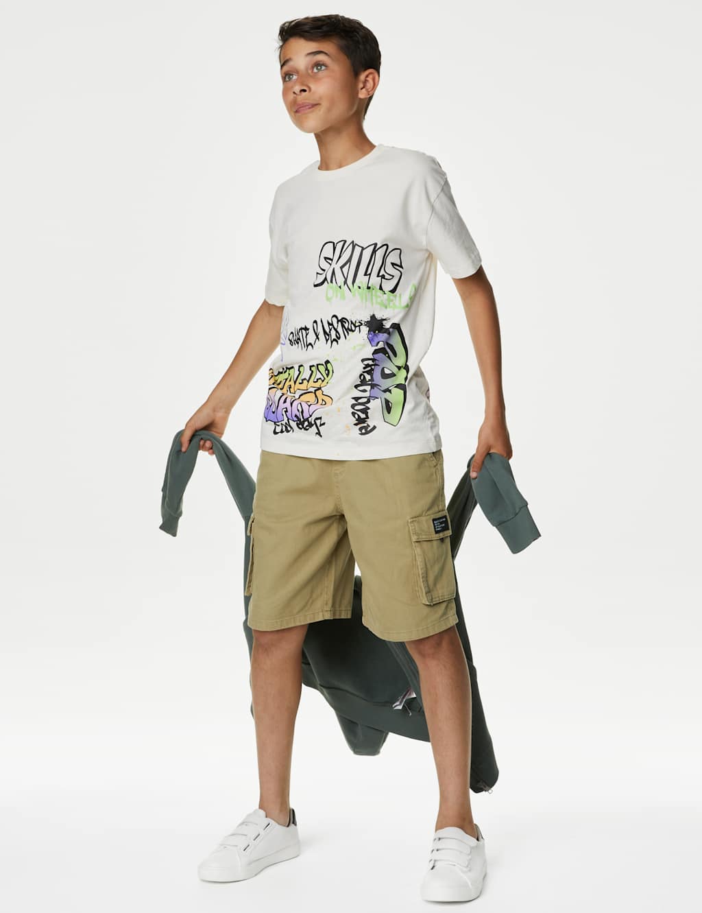Pure Cotton Cargo Shorts (6-16 Yrs) image 1
