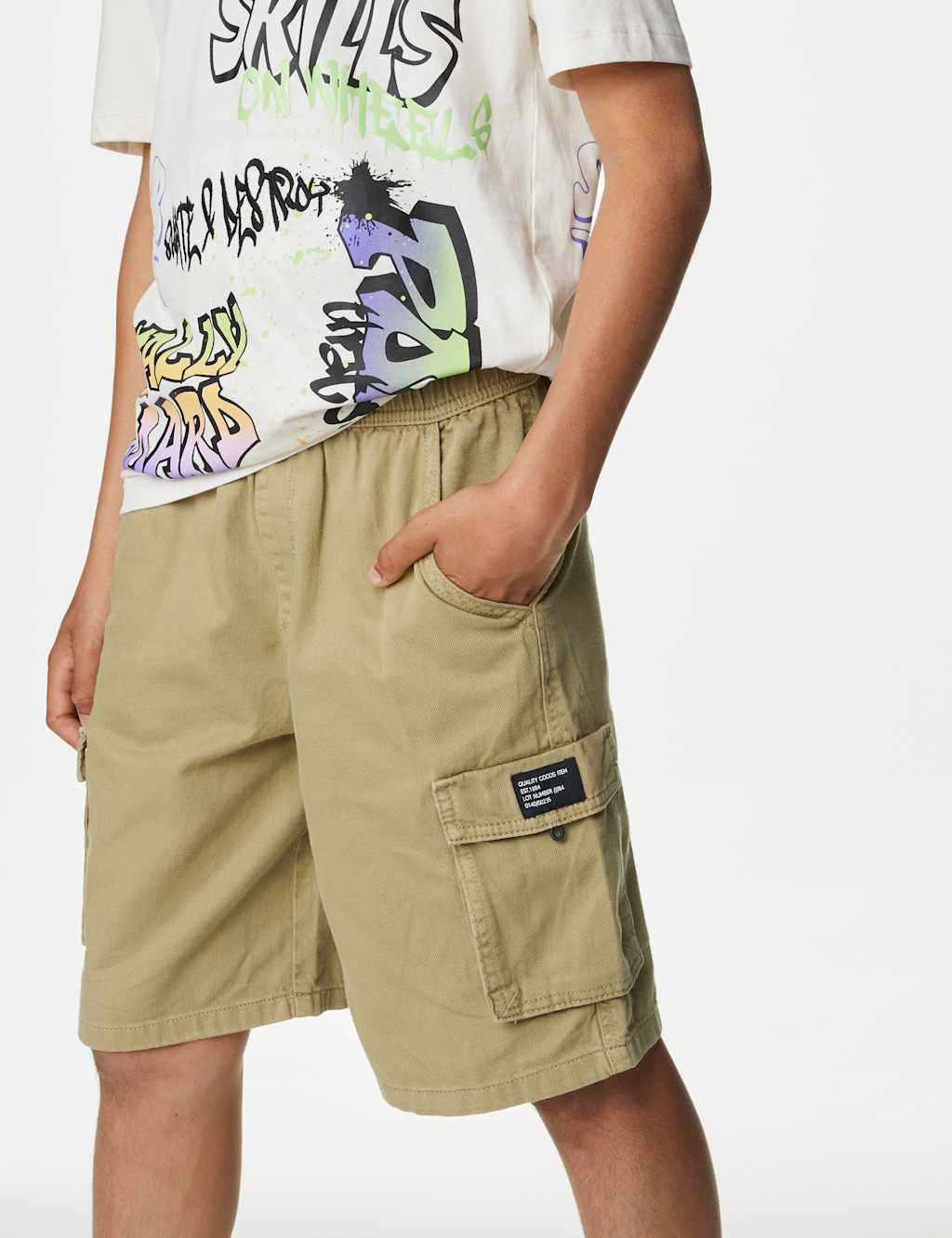 Pure Cotton Cargo Shorts (6-16 Yrs) image 2