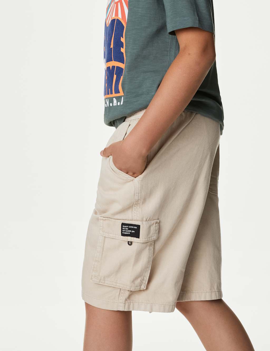Pure Cotton Cargo Shorts (6-16 Yrs) image 2