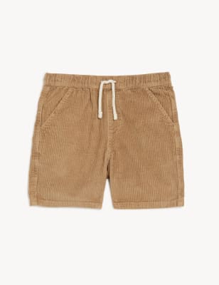 brown cord cotton shorts
