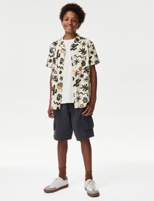 Pure Cotton Cargo Shorts (6-16 Yrs) - GR