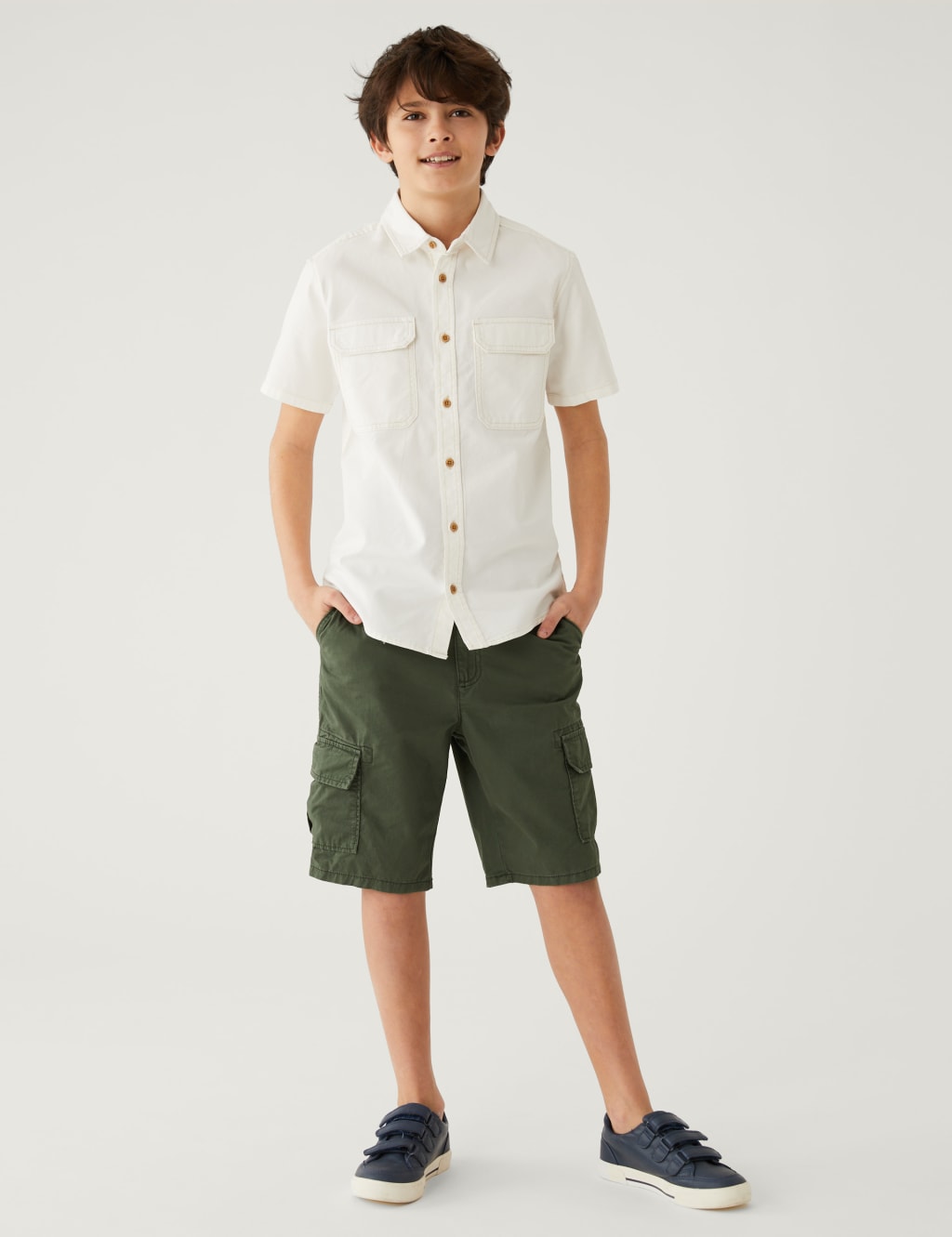 Pure Cotton Cargo Shorts (6 - 16 Yrs) image 1