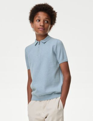 Pure Cotton Knitted Polo Shirt (6-16 Yrs) - RS