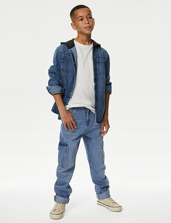 Relaxed Denim Cargo Jeans (6-16 Yrs) - PL