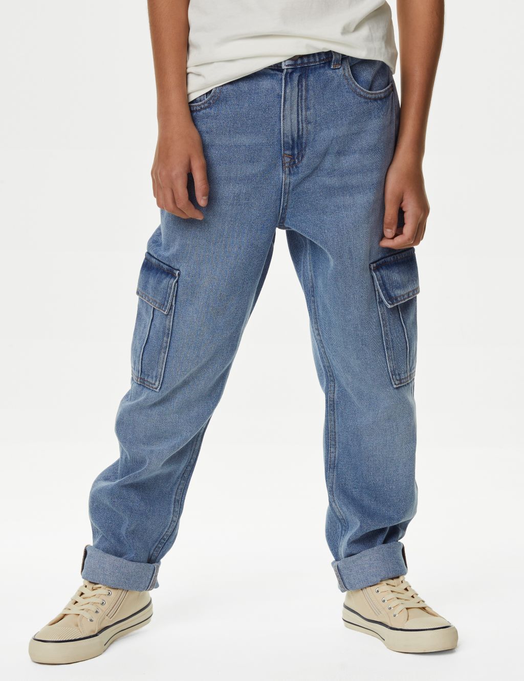 Relaxed Denim Cargo Jeans (6-16 Yrs) image 4