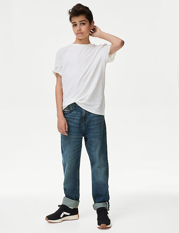 Relaxed Pure Cotton Jeans (6-16 Yrs) - UA