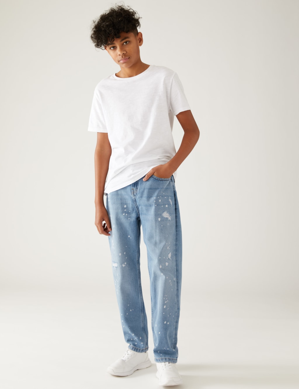 Regular Pure Cotton Paint Splat Jeans (6-16 Yrs) image 2