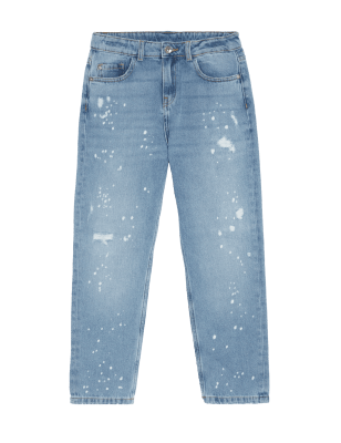 

M&S Collection Jeans regular 100% algodón con diseño de salpicaduras de pintura (6-16 años) - Mid Blue, Mid Blue