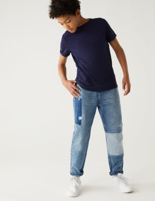 Pure Cotton Solid Regular Fit Jeans