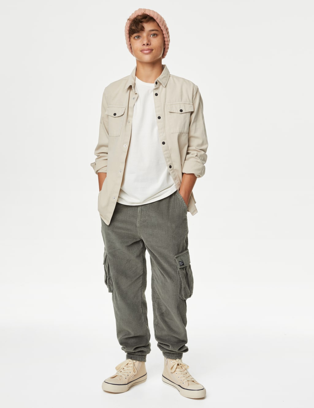 Pure Cotton Cord Cargo Trousers (6-16 Yrs) image 1