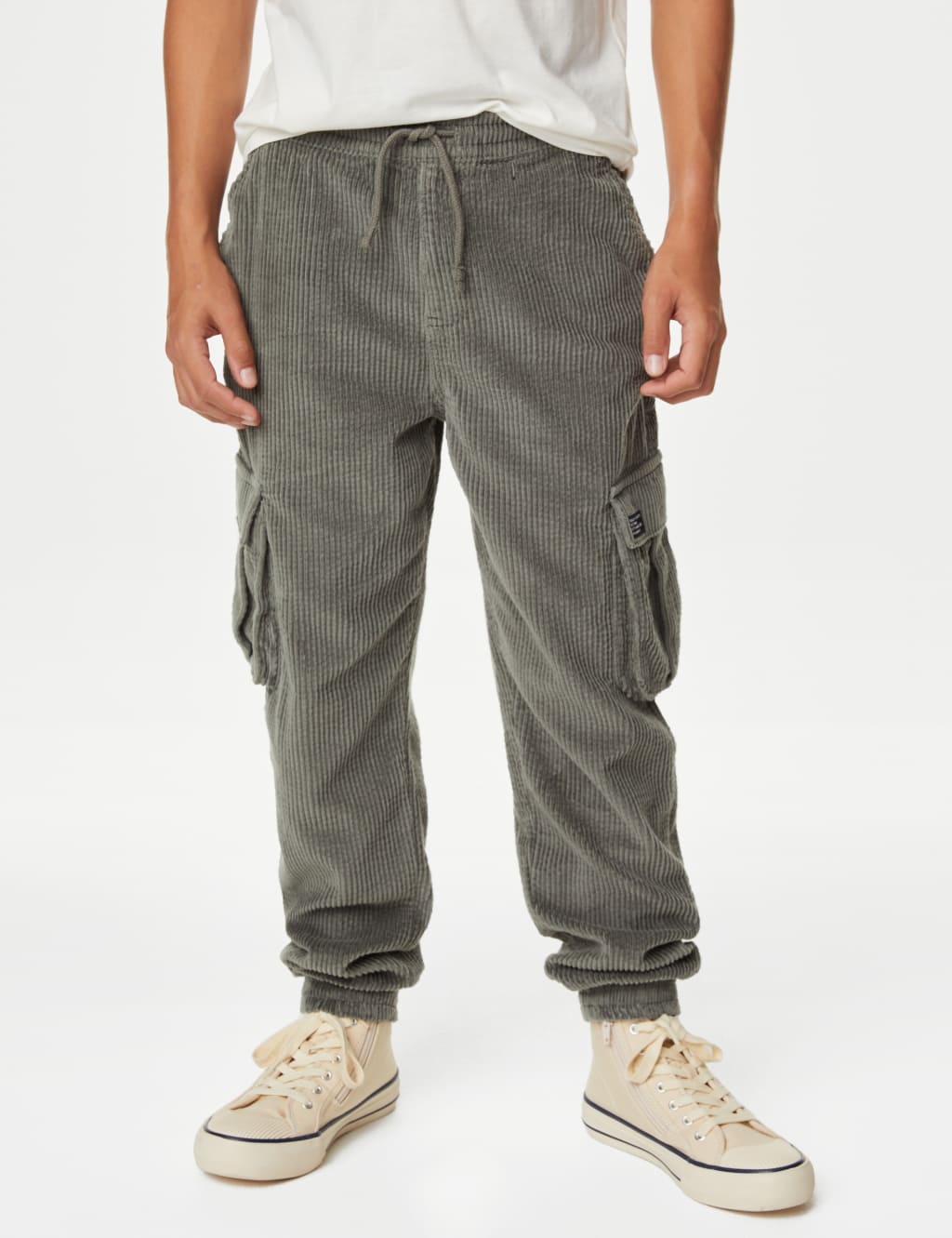 Pure Cotton Cord Cargo Trousers (6-16 Yrs) image 4