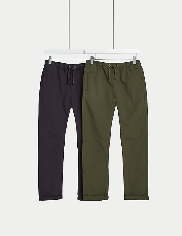2pk Pure Cotton Ripstop Trousers (6-16 Yrs) - JP