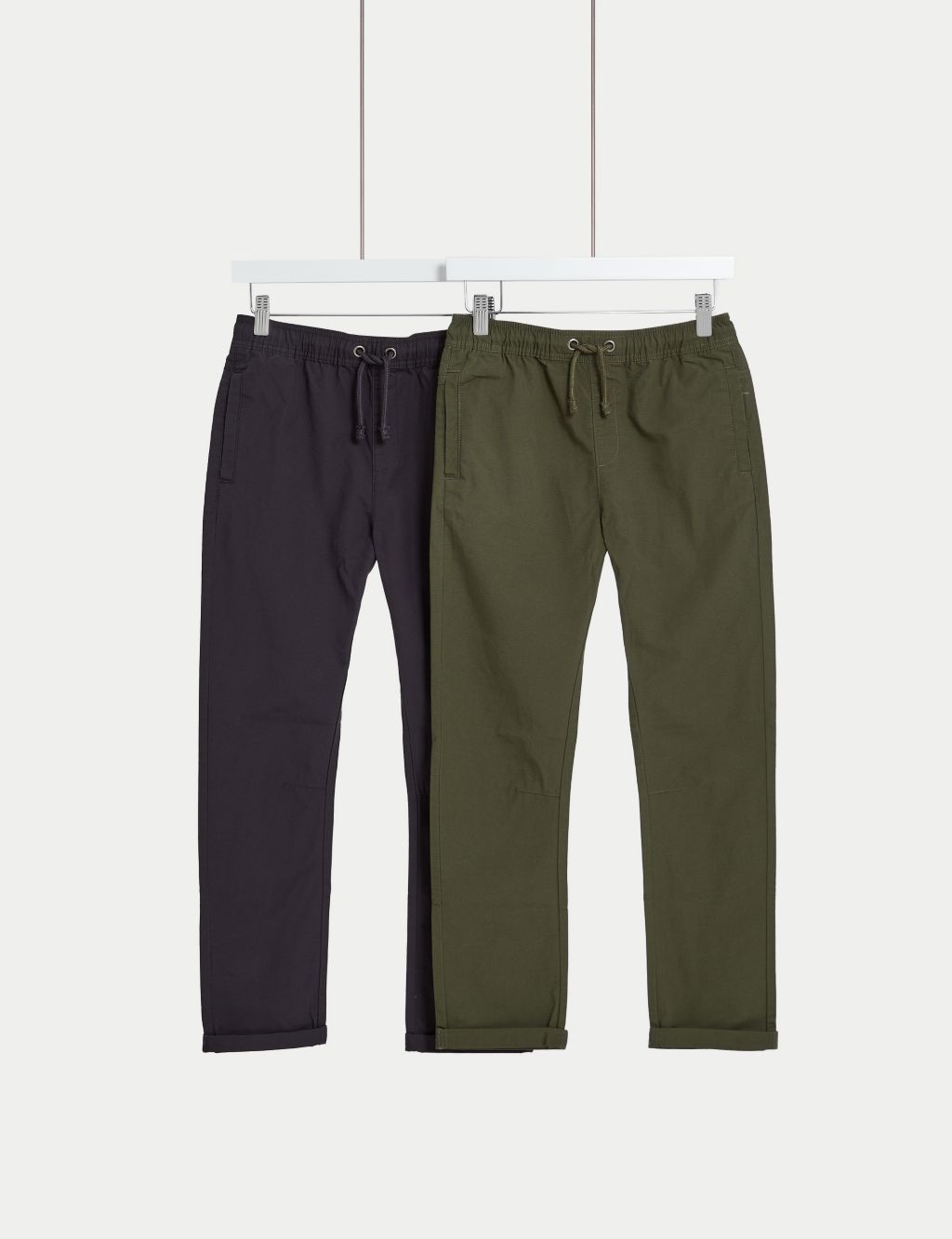 2pk Pure Cotton Ripstop Trousers (6-16 Yrs)