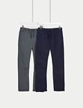2pk Pure Cotton Ripstop Trousers (6-16 Yrs)