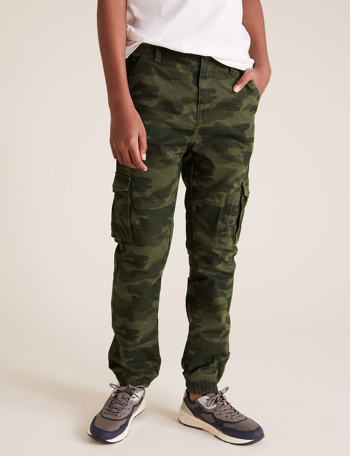 Pure Cotton Camouflage Cargo Trousers